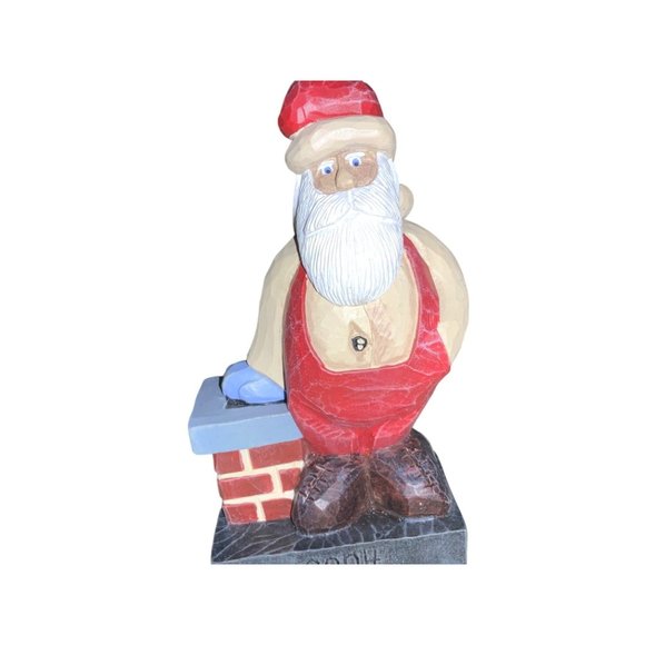 Dave Constantine Carved Look Resin Santa by Chimney Figurine 2004 - Picture 1 of 12
